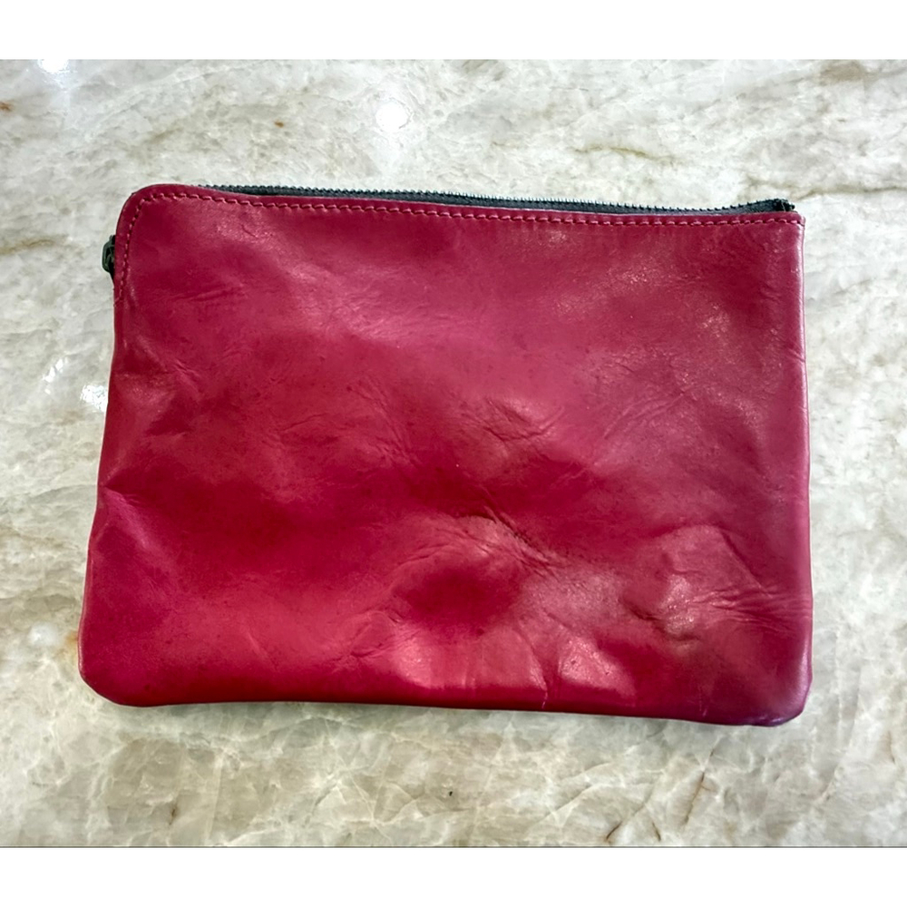 Patricia Nash Red pink Embossed Leather Clutch floral zip organizational pouch - Picture 2 of 11